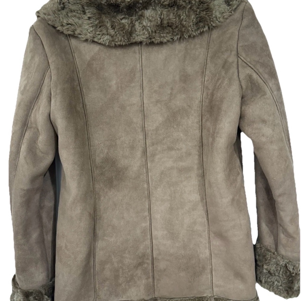 St. John's Bay Brown Faux Suede Teddy Jacket with Plush Collar - Picture 3 of 6